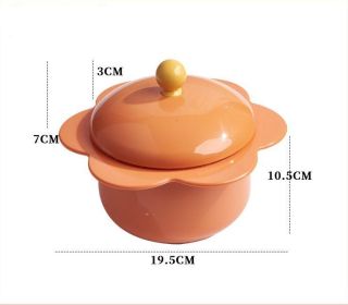 Home Cute Sunflower Stainless Steel Dorm Instant Noodle Bowl With Lid (Color: Orange)