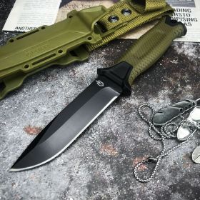 Outdoor Survival Straight Knife Collection Self Defense (Option: Green Full Blade)