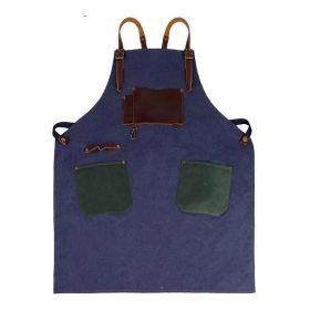 Craftsman Apron Designer Coffee Shop Canvas Apron Work Apron Bag (Color: Blue)