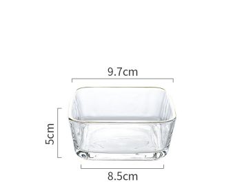 Small Square Glass Bowl Household Dessert Bowl Salad Bowl Trace Gold Snack Bowl (Option: Trace gold)