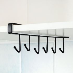 Multi-row Hook Wardrobe Kitchen No-punch Traceless Hooks (Color: Black)