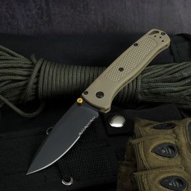 Outdoor Small Survival Folding Knife (Option: Green-Halftooth)