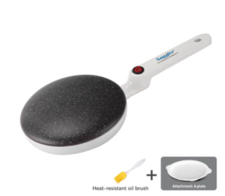 Breakfast Crepe Maker Spherical Non-stick Baking Pan, One Stick, Two Flips (Option: White-220V US)