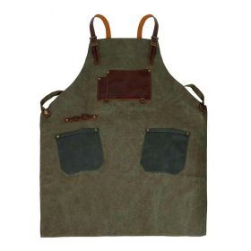 Craftsman Apron Designer Coffee Shop Canvas Apron Work Apron Bag (Color: Green)