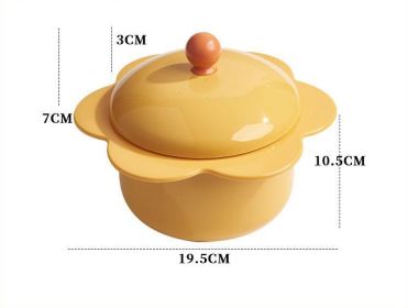 Home Cute Sunflower Stainless Steel Dorm Instant Noodle Bowl With Lid (Color: Yellow)