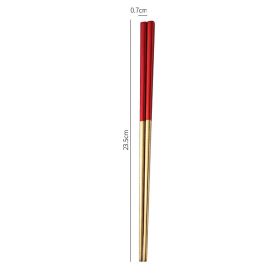 Stainless Steel Non-slip Anti-fungal Chopsticks For Home Use (Option: Red Gold)