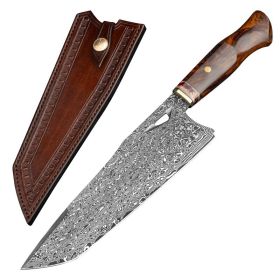 Damascus Steel Kitchen Knife Professional Kitchen Chef's Knife (Option: Knife and holster)