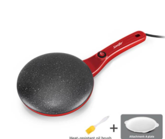 Breakfast Crepe Maker Spherical Non-stick Baking Pan, One Stick, Two Flips (Option: Red-220V US)