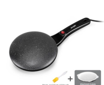 Breakfast Crepe Maker Spherical Non-stick Baking Pan, One Stick, Two Flips (Option: Black-220V US)