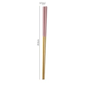 Stainless Steel Non-slip Anti-fungal Chopsticks For Home Use (Option: Pink Gold)