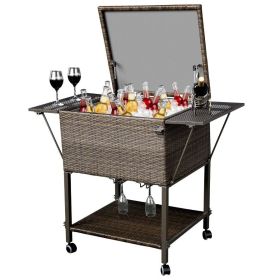 Outdoor Patio Pool Party Ice Drink Bar Table Cooler Trolley (Type: Cooler Trolley, Color: As pic show)