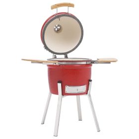 Kamado Barbecue Grill Smoker Ceramic 31.9" (Color: Red)