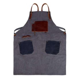 Craftsman Apron Designer Coffee Shop Canvas Apron Work Apron Bag (Color: Grey)